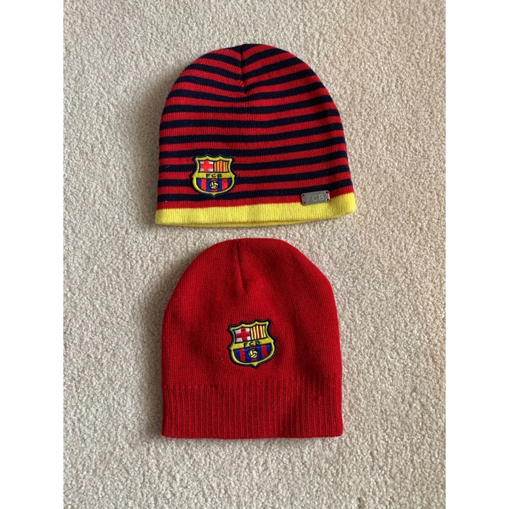 NWOT Bundle of 2 FCBarcelona official beanies